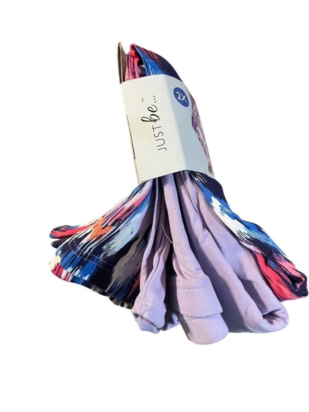 Womens Just Be Super Soft Leggings 2X 2Prs Pack Paint Brush/Purple Rose NWT - Picture 3 of 5
